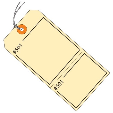 Bsc Preferred 4 3/4 x 2-3/8'' Manila Claim Tags Consecutively Numbered - Pre-Strung, 1000PK BUY00015586